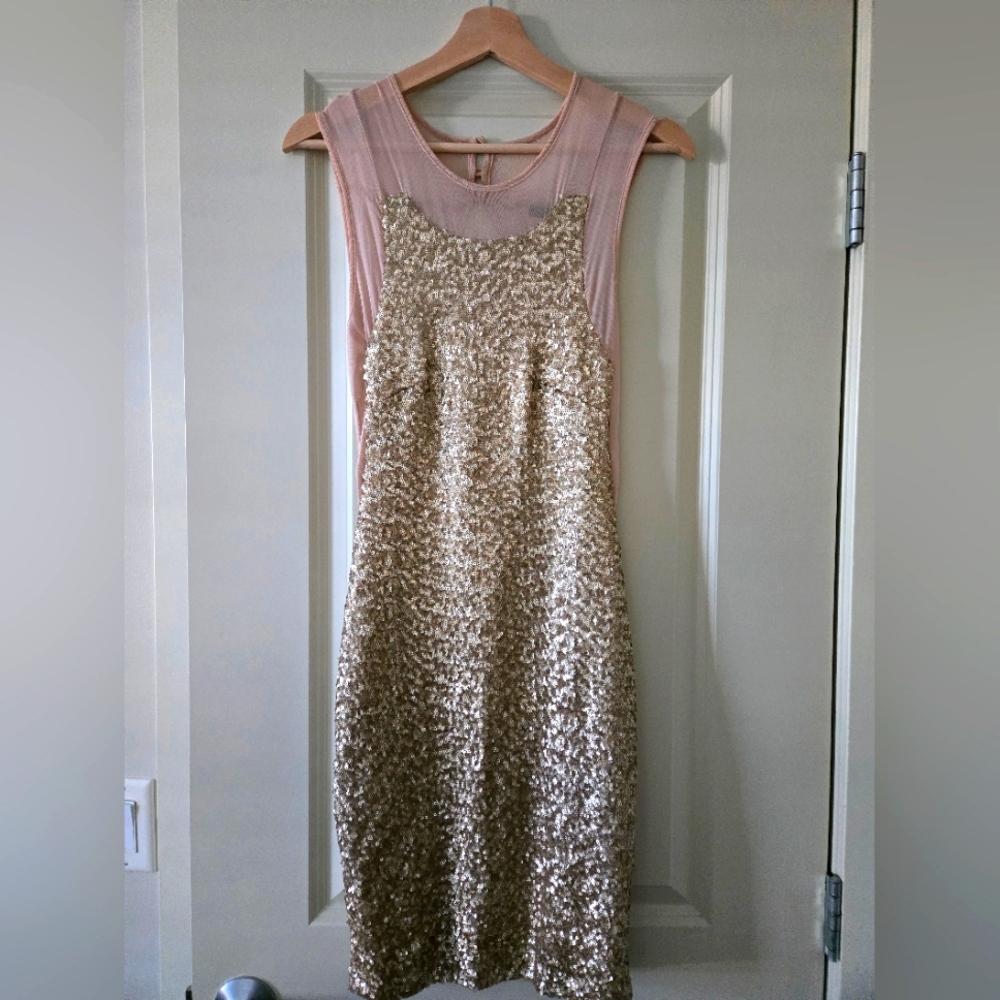 TFNC London Gold Mesh Dress